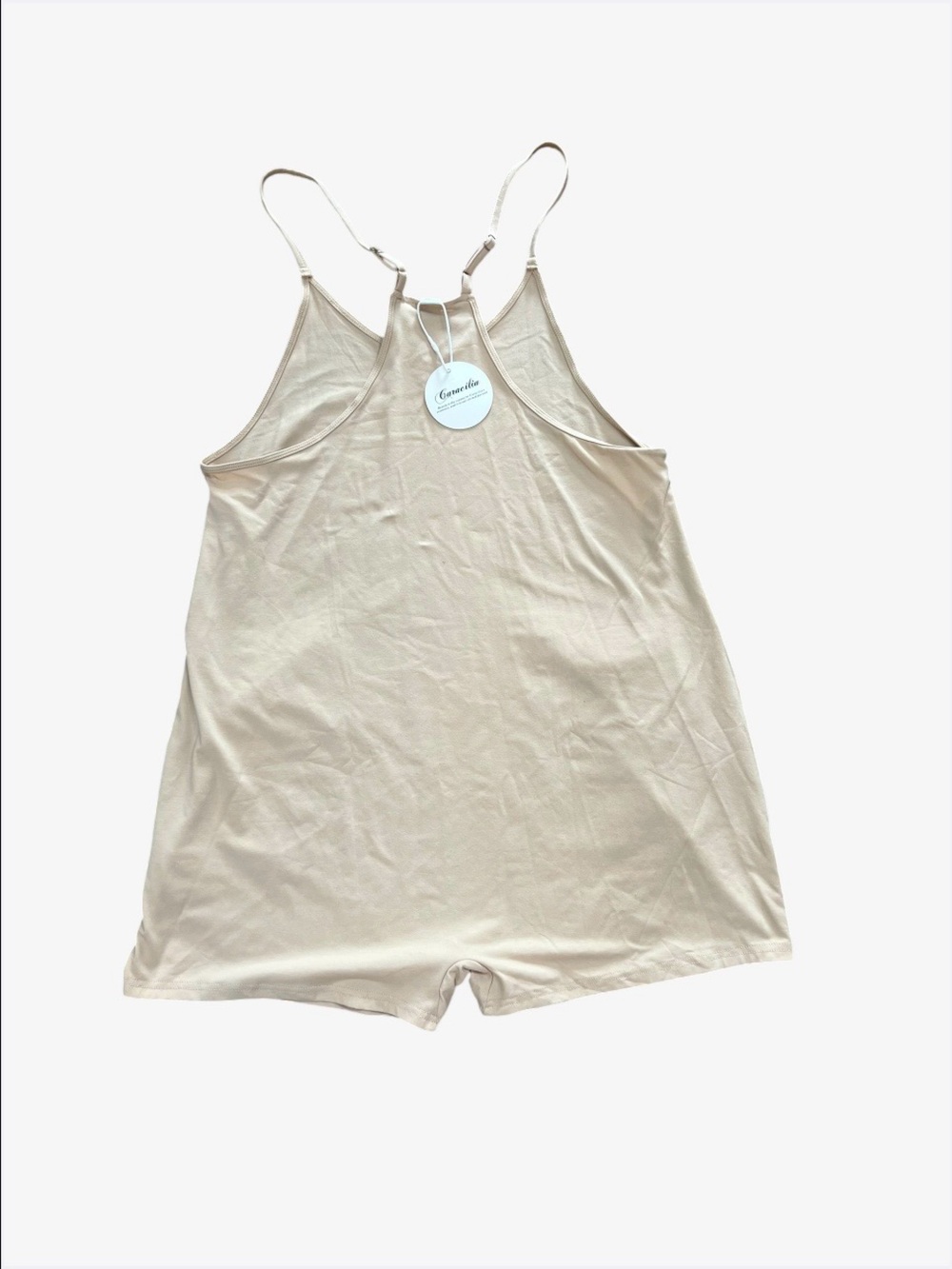 Caracilia Hot Shot Mini Dress Romper - Tan - Medium